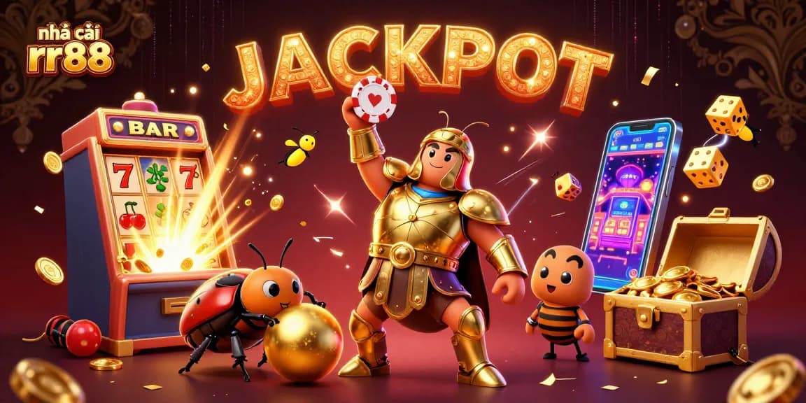 Experience the thrill of nhà cái rr88 with vibrant 3D imagery of a beetle championing a jackpot!