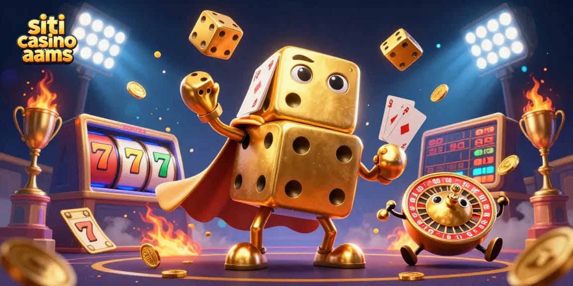 Experience the thrill of siti casino non aams with an engaging 3D illustration showcasing golden dice and vibrant casino elements.