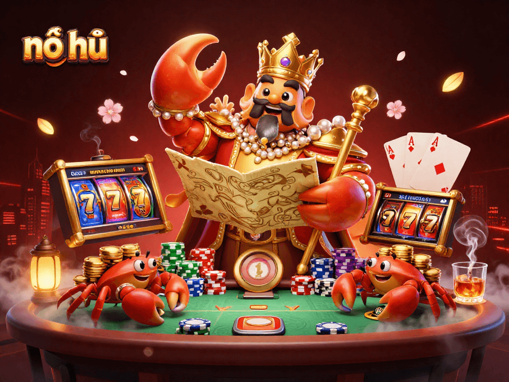 Engage with the exciting nổ hũ slot game featuring a golden crab emperor amidst vibrant game elements.
