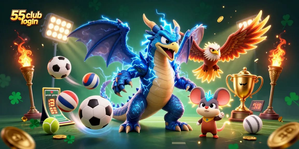 Engage with casino excitement through the 55 club login, featuring impressive characters and sports elements.