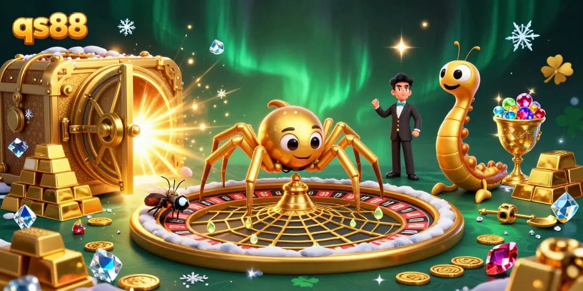 Spin to win at qs88 with a vibrant 3D casino scene of bets and thrills.