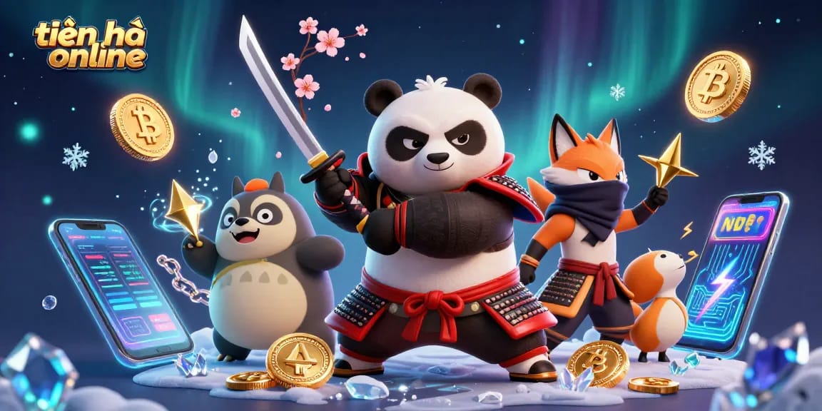 Play tiến lên online with exciting characters in vibrant casino-themed scene.