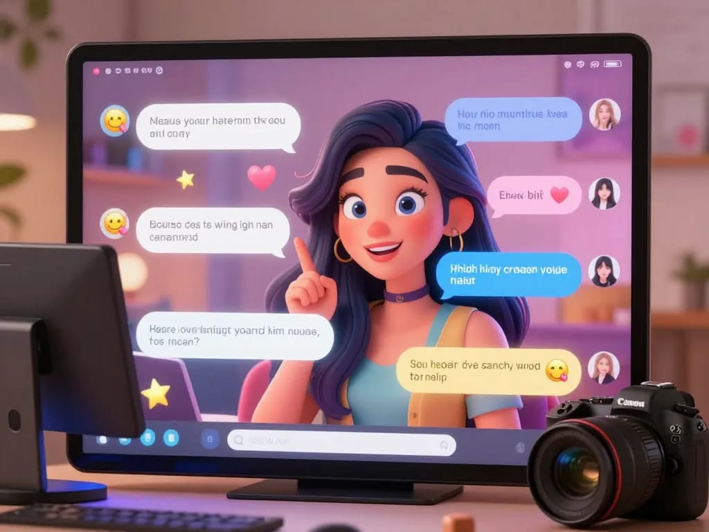 Engaging NSFW AI chat scene with animated character and playful interface, highlighting fun interactions.
