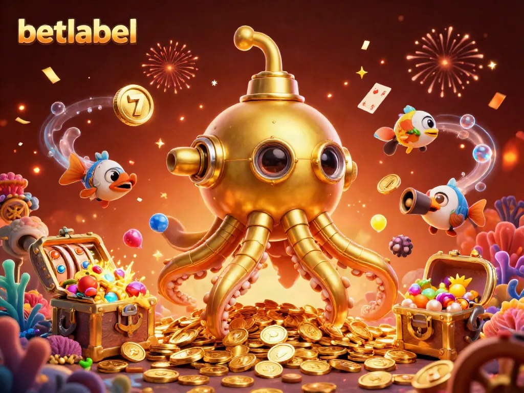 Experience exciting gameplay at betlabel with a vibrant 3D casino scene filled with slot elements.